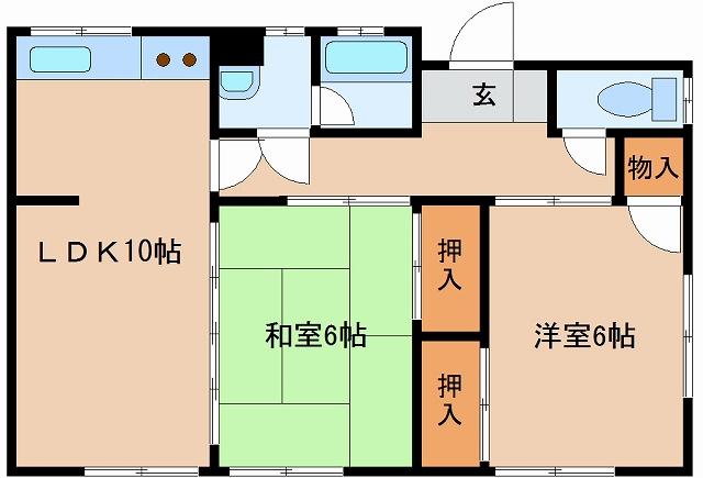 エスポワール那須(2LDK/1階)の間取り写真