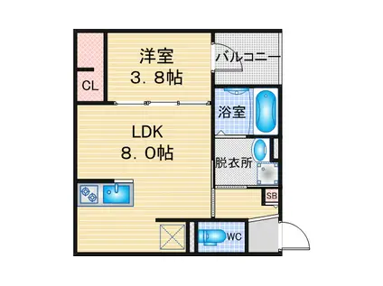 ROBOT HOME 鶴里 THE PARK(1LDK/1階)の間取り写真