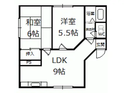 グッドラックIII(2LDK/2階)の間取り写真