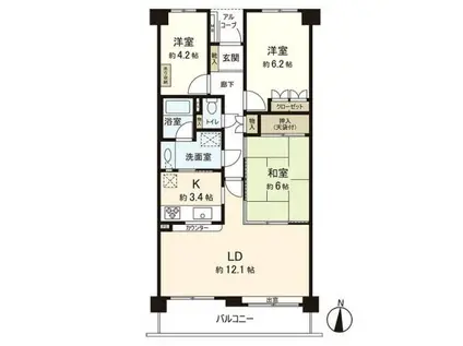 国見パークホームズB(3LDK/3階)の間取り写真