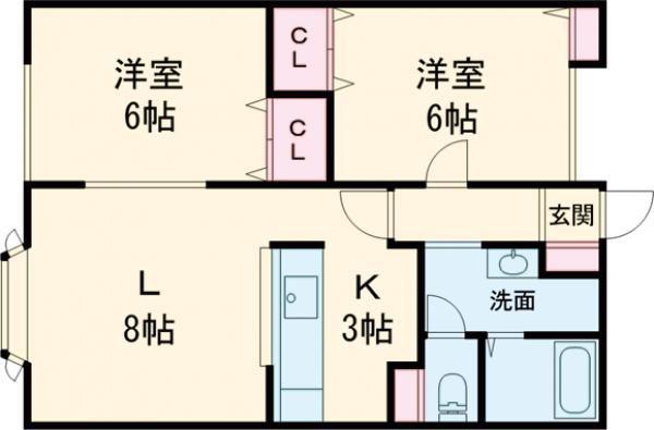 マンションTAKA(2LDK/2階)の間取り写真