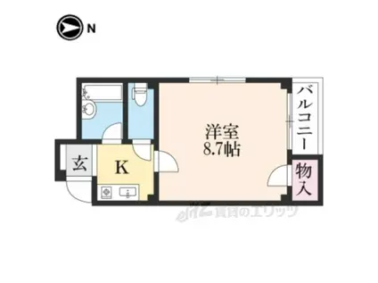 ヴェルメゾン山階(1K/4階)の間取り写真