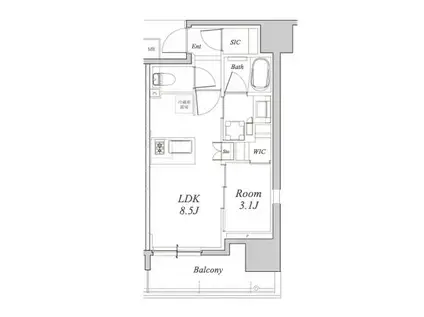 BRILLIA名駅二丁目(1LDK/10階)の間取り写真