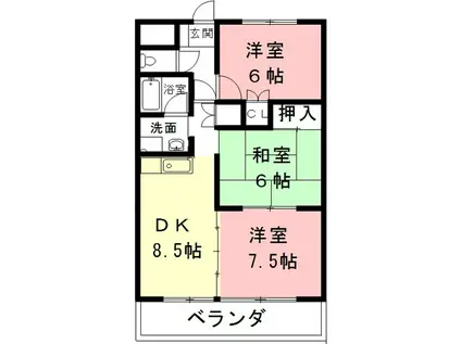 ラ・ミノール(3DK/2階)の間取り写真