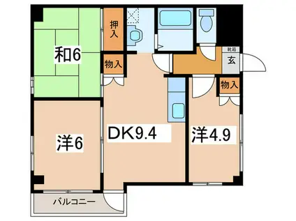 鴨宮ガーデンヒルズ(3DK/4階)の間取り写真