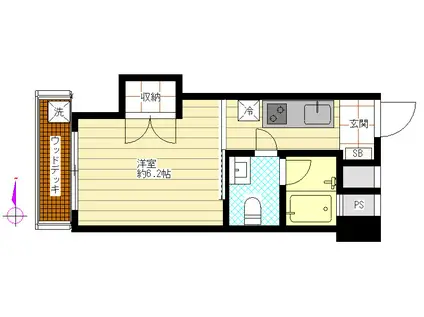 コーポカトレヤビル(1K/7階)の間取り写真