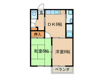 ファミール石刀(2DK/1階)の間取り写真