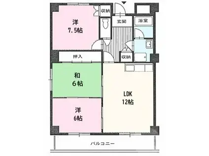 エクセル千里三番館(3LDK/3階)の間取り写真