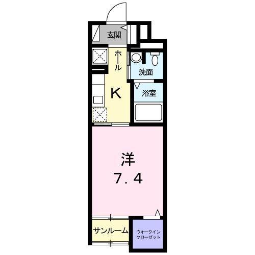 グラード(1K/1階)の間取り写真