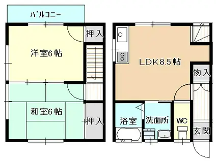 武波二戸建(2LDK/1階)の間取り写真