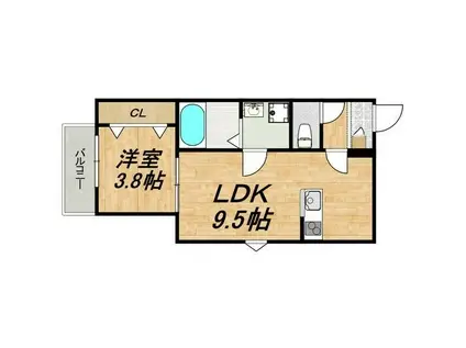 LECOCON中村(1LDK/1階)の間取り写真