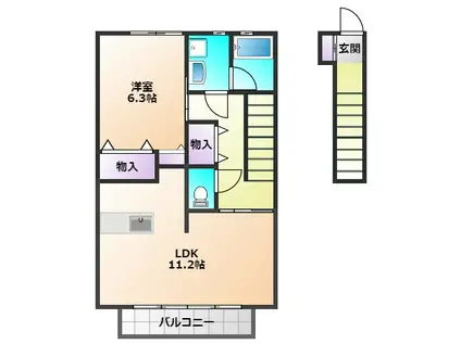 グリーンハイム中町(1LDK/2階)の間取り写真