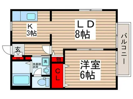 グランシードC棟(1LDK/1階)の間取り写真