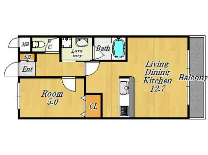 カサデルシグロ(1LDK/3階)の間取り写真