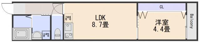 クレスト山本I(1LDK/3階)の間取り写真