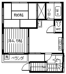 フクハラハイツB(2DK/2階)の間取り写真