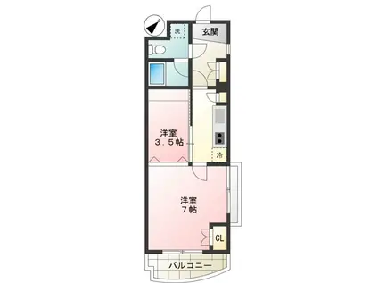 ペイザージュ代田(1SK/2階)の間取り写真