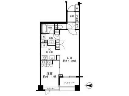 パークハウス飯田橋レジデンス(1LDK/5階)の間取り写真