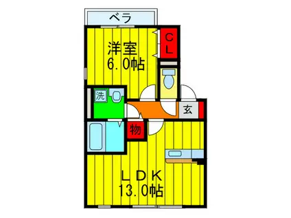 エストコリーヌ I番館(1LDK/1階)の間取り写真