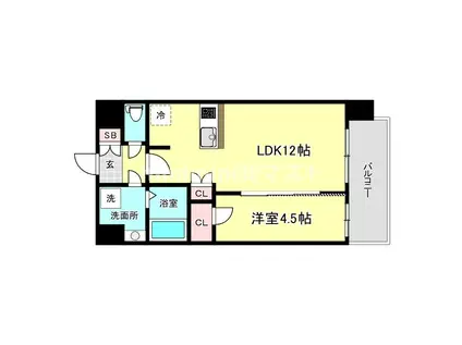 プレサンス大正フレンジ(1LDK/13階)の間取り写真