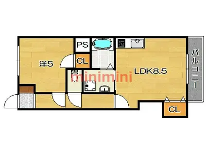 第一萩谷マンション(1LDK/4階)の間取り写真