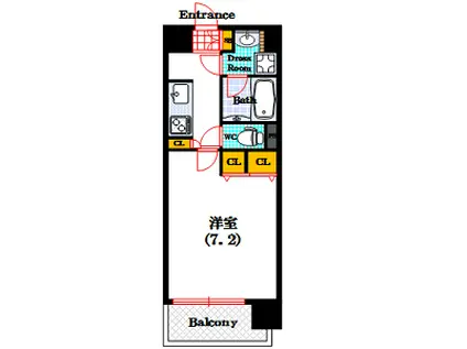 アーバネックス谷町II(1K/8階)の間取り写真