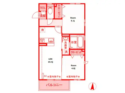 相鉄本線 鶴ケ峰駅 徒歩10分 3階建 築7年(2LDK/3階)の間取り写真