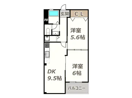 長居第2コーポラス(2DK/4階)の間取り写真