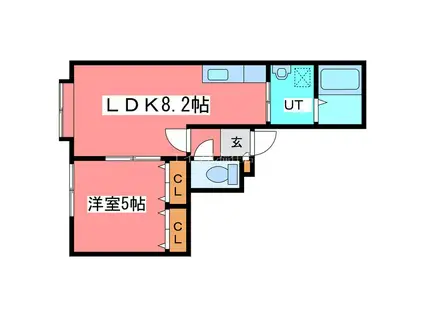 ソレアード月寒東(1LDK/2階)の間取り写真