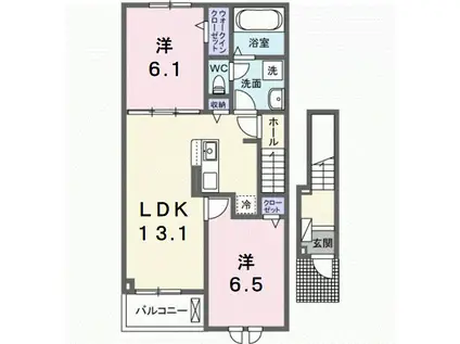 サニーフラットII(2LDK/2階)の間取り写真