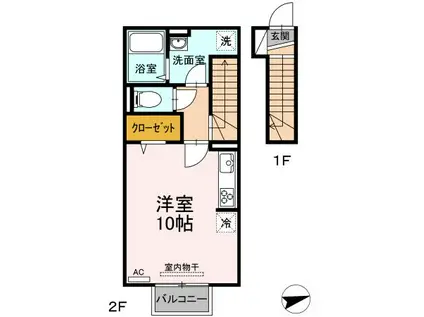 ティエラ N(ワンルーム/2階)の間取り写真