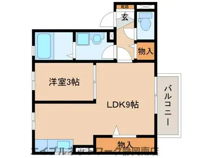 はなみずきB棟(1LDK/1階)の間取り写真