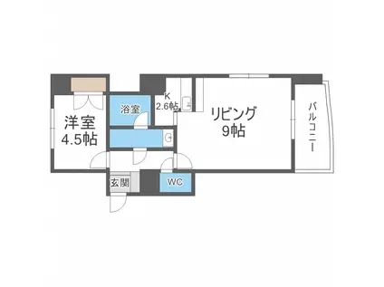 FLAT CARRERA(1LDK/4階)の間取り写真