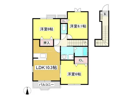 スイートベリー(3LDK/2階)の間取り写真