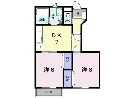 メゾン・アヴェニールA(2DK/1階)の間取り写真