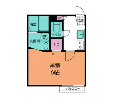 ユイマール春日部(1K/1階)の間取り写真