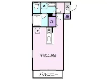 LUNA AZUL(ワンルーム/2階)の間取り写真