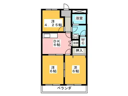 クィーンパレスA(3DK/1階)の間取り写真