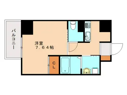 STUDIE KOKURA ノース(1K/3階)の間取り写真