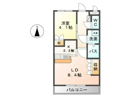 SUN PATIO III(1LDK/2階)の間取り写真