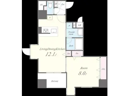 レスポワール エフ(1LDK/7階)の間取り写真