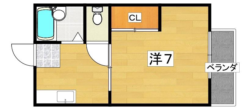 グリンーハウスウエスト(1K/2階)の間取り写真