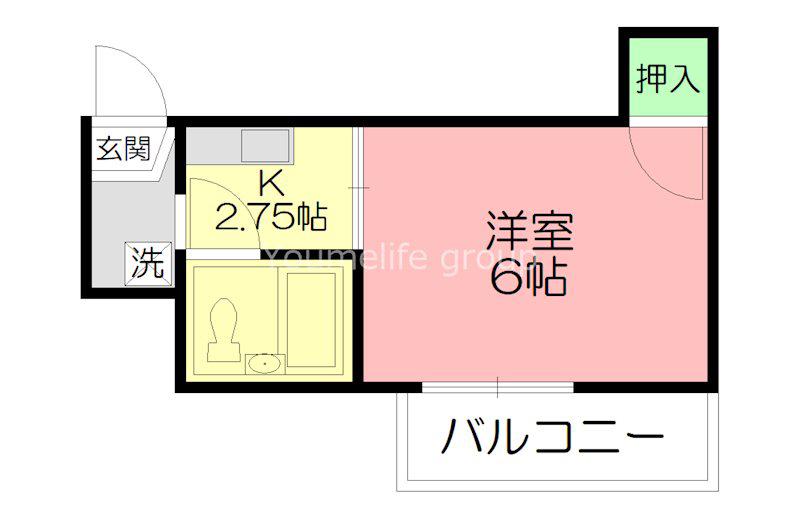 オリエンタルコート(1K/2階)の間取り写真