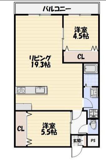 総建みどりハイム(2LDK/8階)の間取り写真