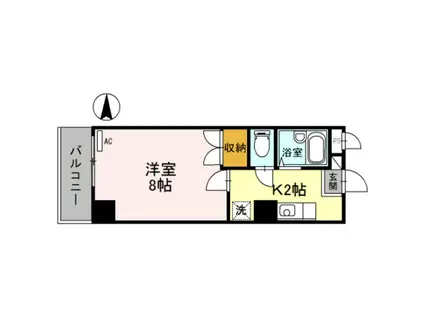 コモド・エスペシオ勝山(1K/2階)の間取り写真