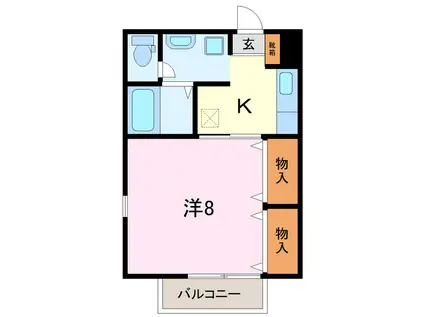 サングレース(1K/1階)の間取り写真