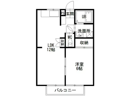 山根ハイツ(1LDK/1階)の間取り写真