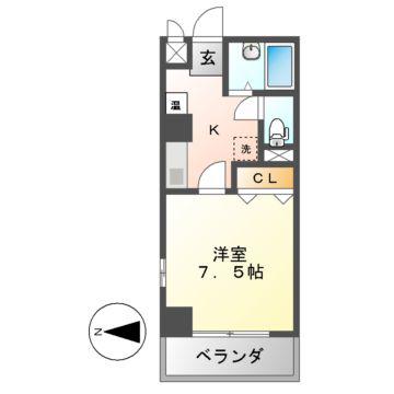 AZURTORII(1K/4階)の間取り写真