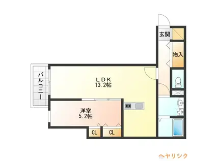 ジーメゾン枇杷島グランディール(1LDK/2階)の間取り写真