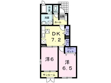 ヴォイレガラーレI(2DK/1階)の間取り写真